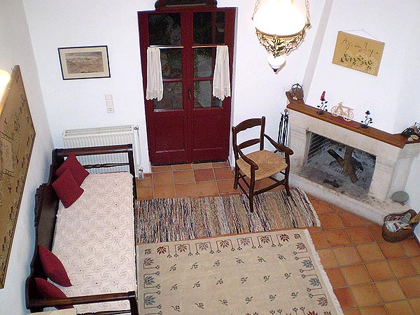 Fire place and terrace. Agioklima Traditional House. 22 klms from the Airport of Heraklion
