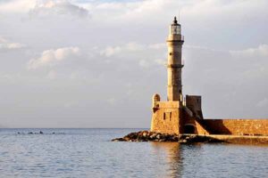 Greece Chania Crete lighthouse venetian port